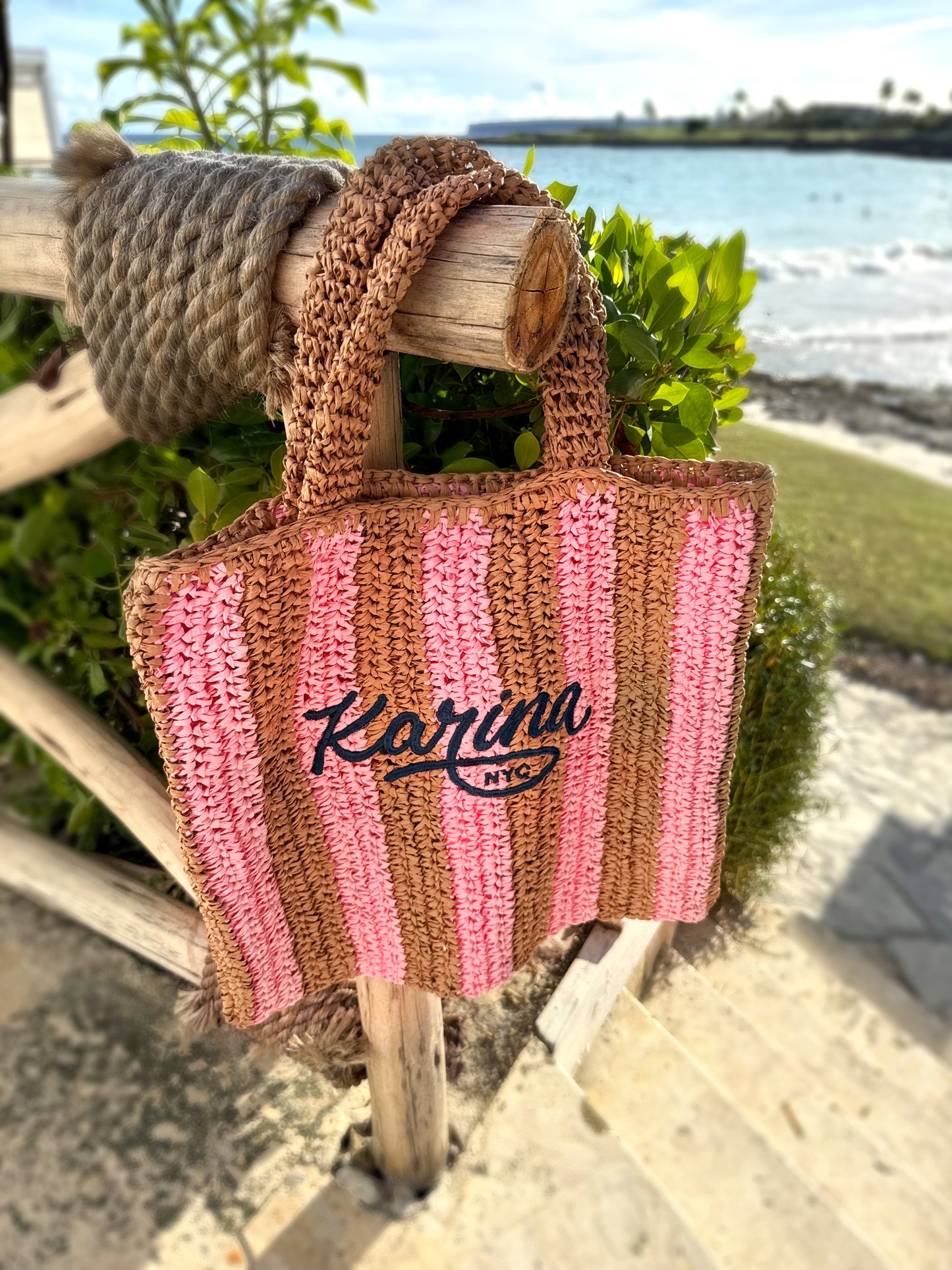 Pink Striped Bag
