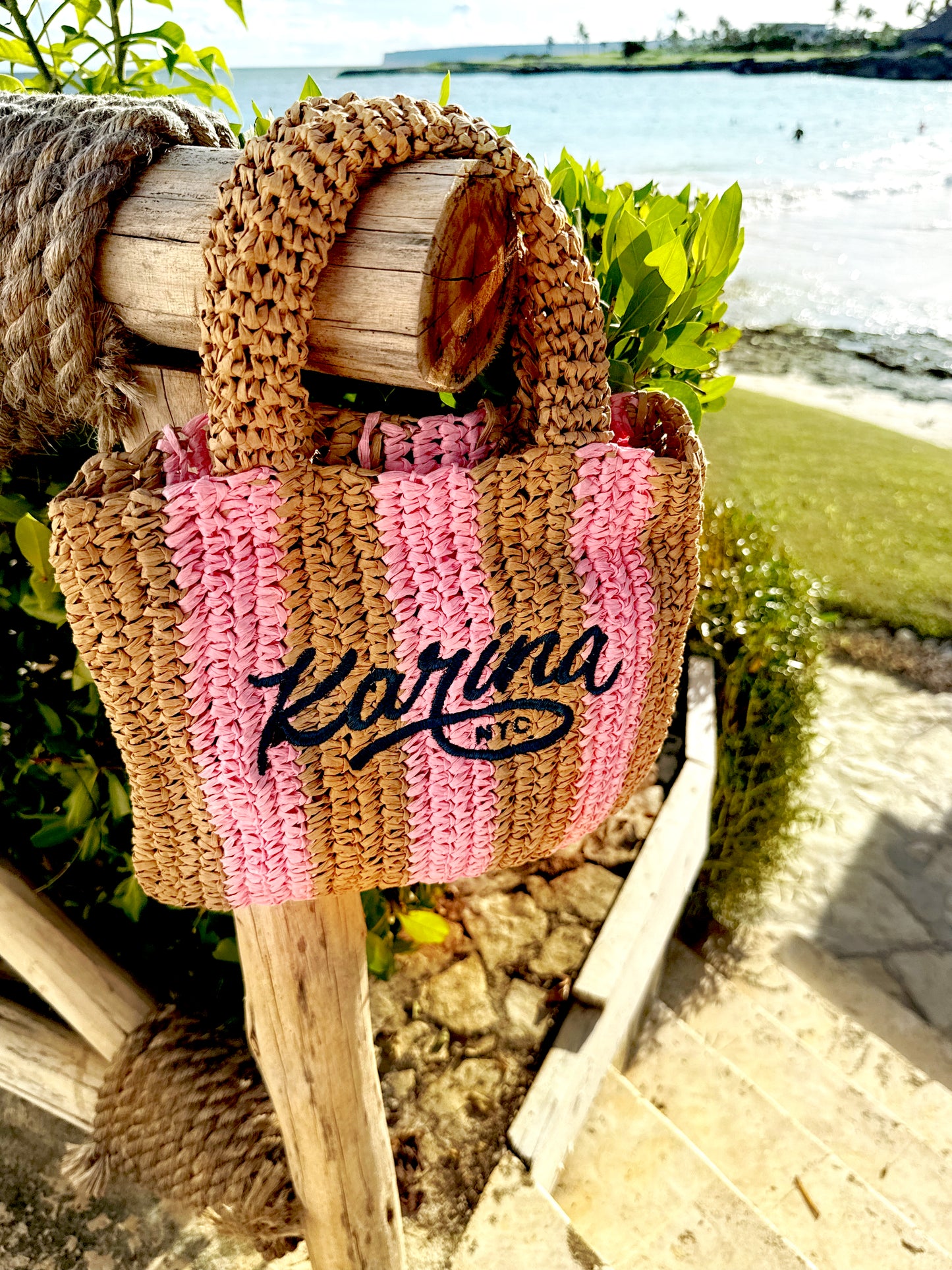 Pink Striped Mini Bag