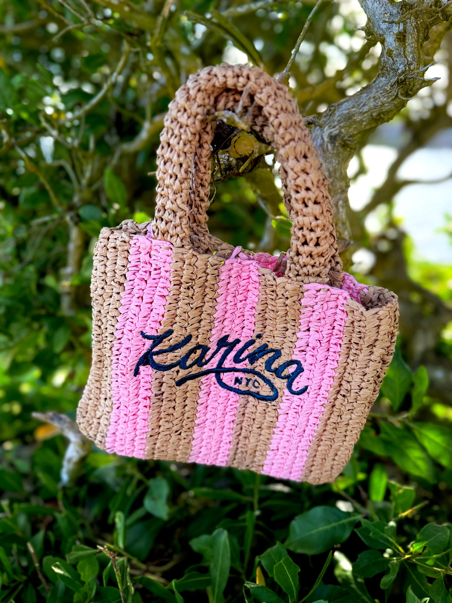 Pink Striped Mini Bag