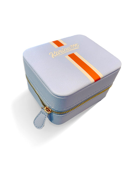 Product Card Image with detail: Blue travel jewelry case