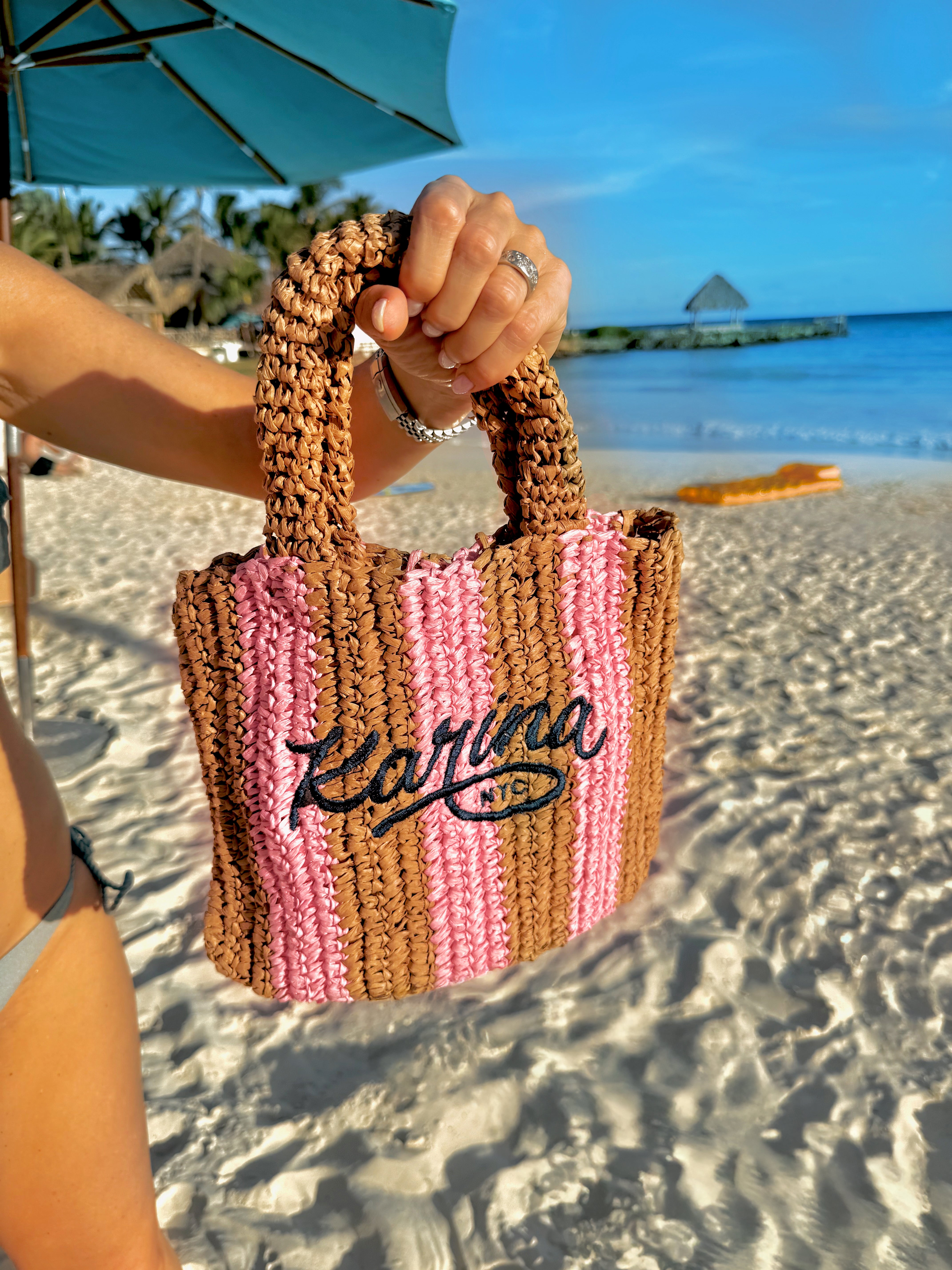 Pink Striped Mini Bag