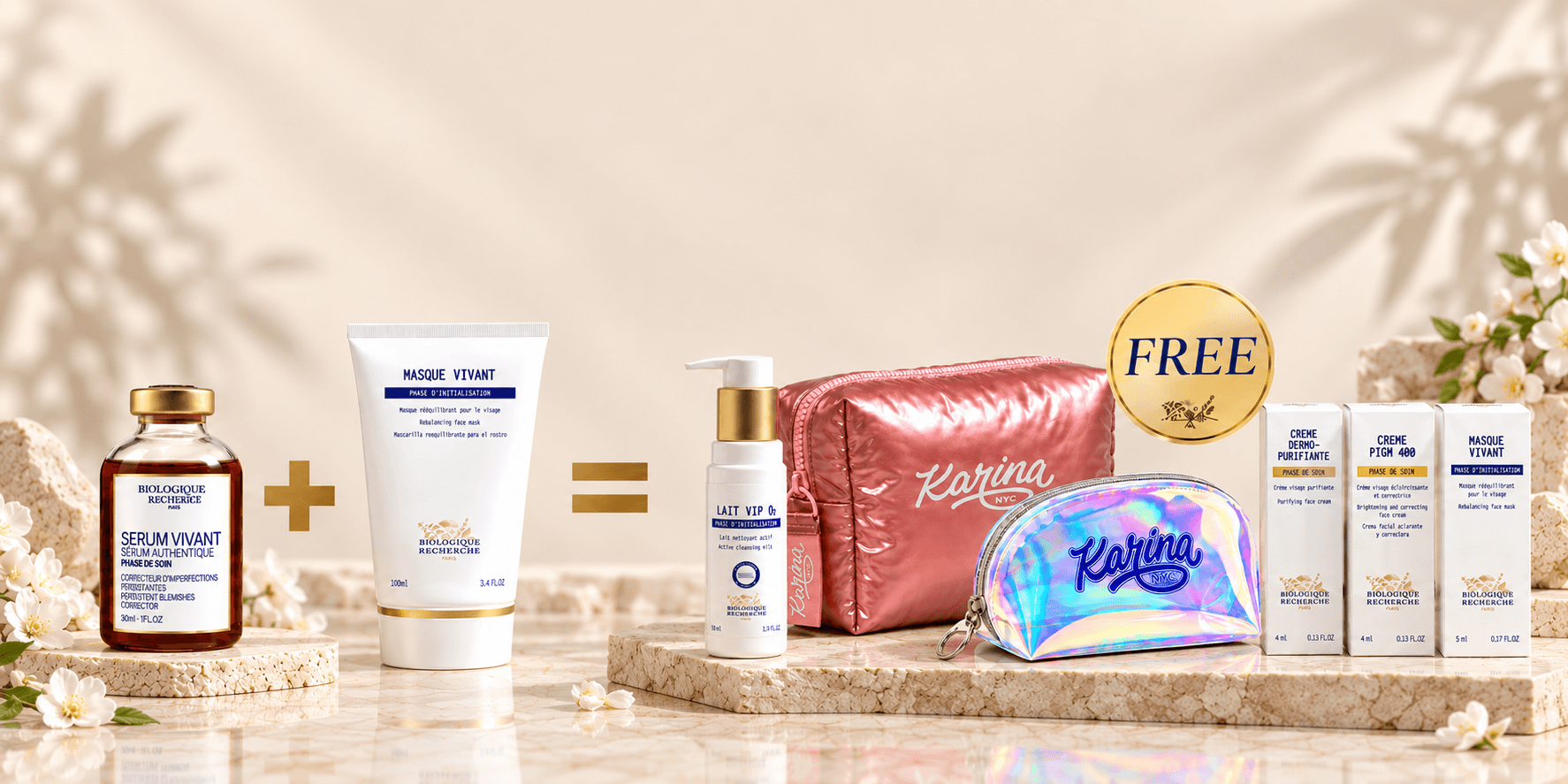 The complete Vivant bundle with complimentary Lait VIP O2, bags, and samples
