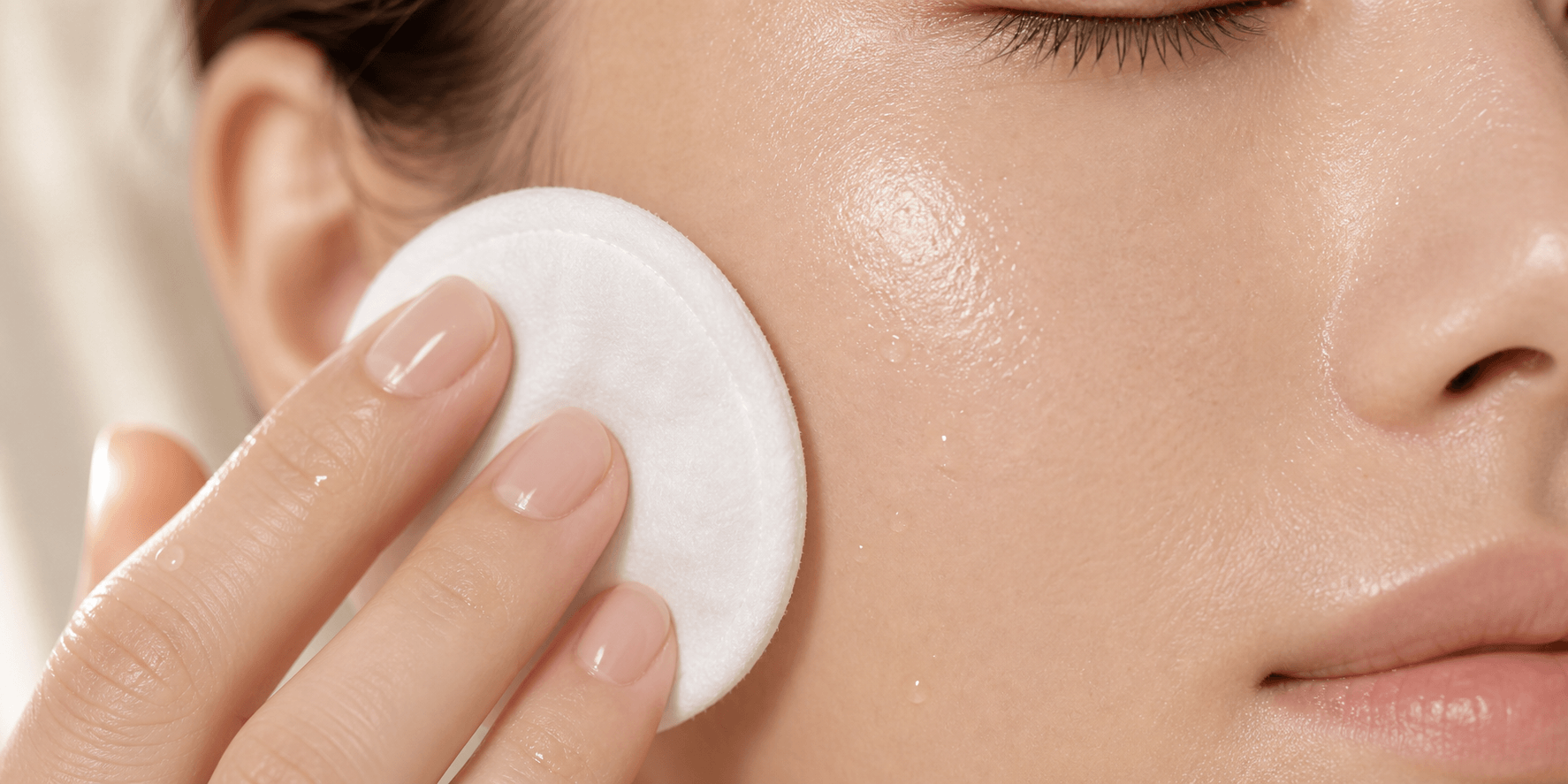 Preparing congested skin with P50 on a cotton round