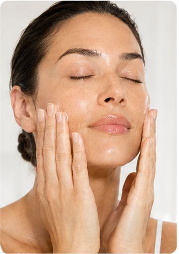 Applying Crème Dermopurifiante with visible cream on the skin