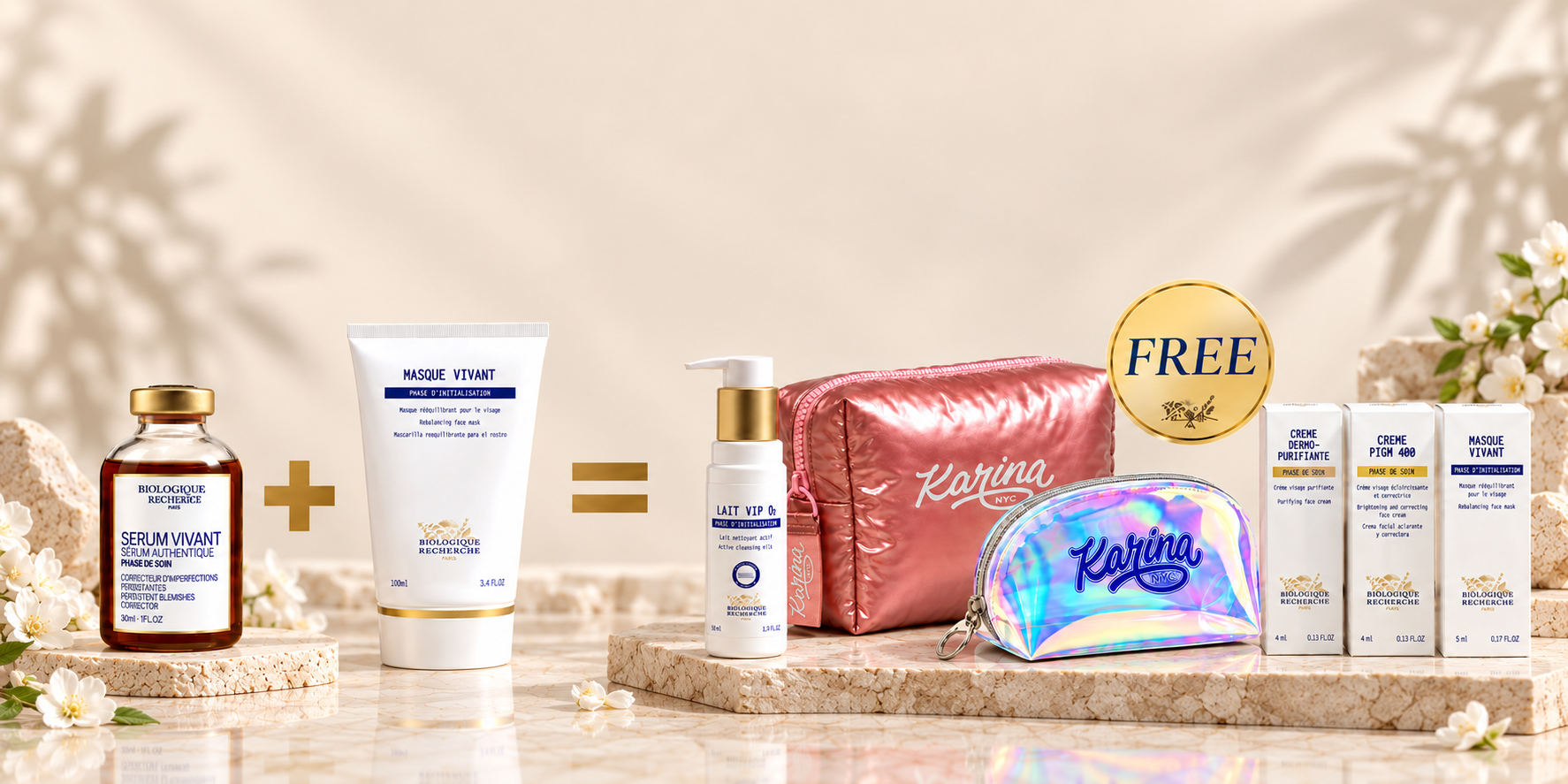 The complete Vivant bundle with complimentary Lait VIP O2, bags, and samples
