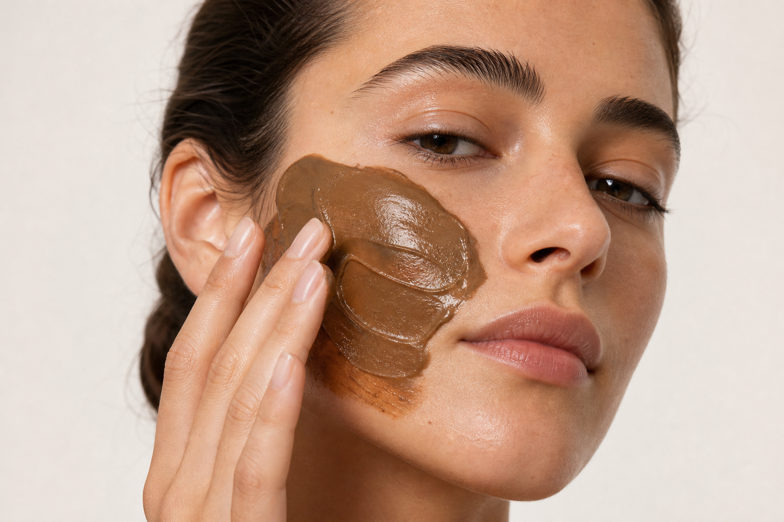 Applying Masque Vivant to face
